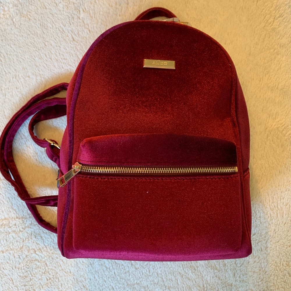 Burgundy Velvet Aldo Backpack Bag